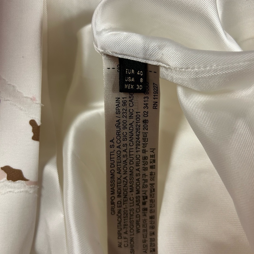 Massimo Dutti White Cream/TAN Single Button Cotton Blazer Jacket SIZE 8 - Picture 7 of 8